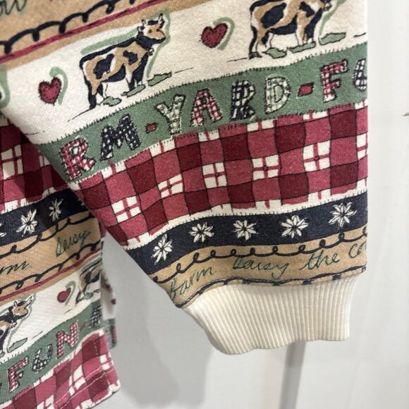 Vintage Erika & Company Farm Print Mock Neck Sweatshirt - Picture 4 of 8